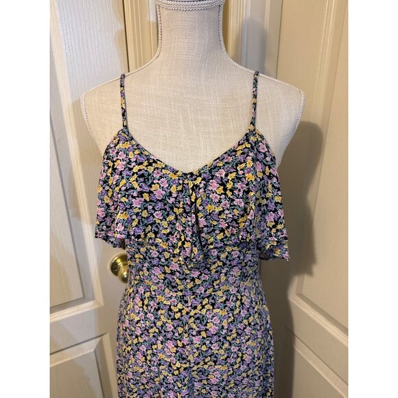Floral Dress Size Small Dip Hem Maxi Casual Asymmetrical Adjustable Straps Rewin - Picture 4 of 10